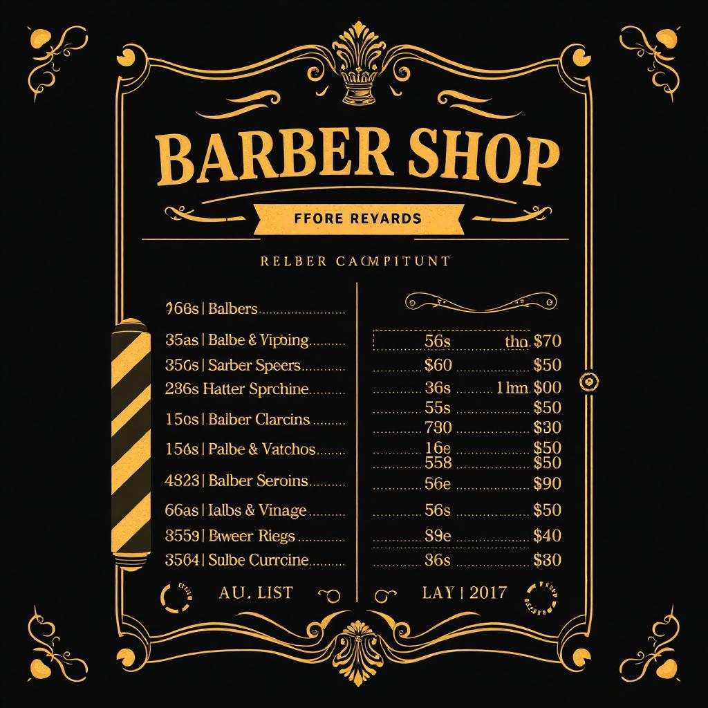 Barber Shop Price List