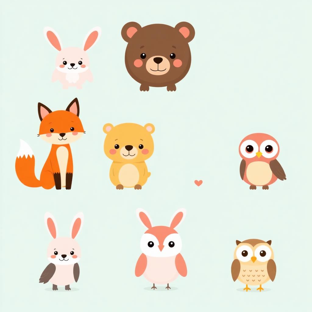 Cute Animal Character Set