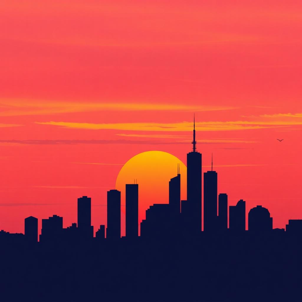 Skyline Sunset Illustration