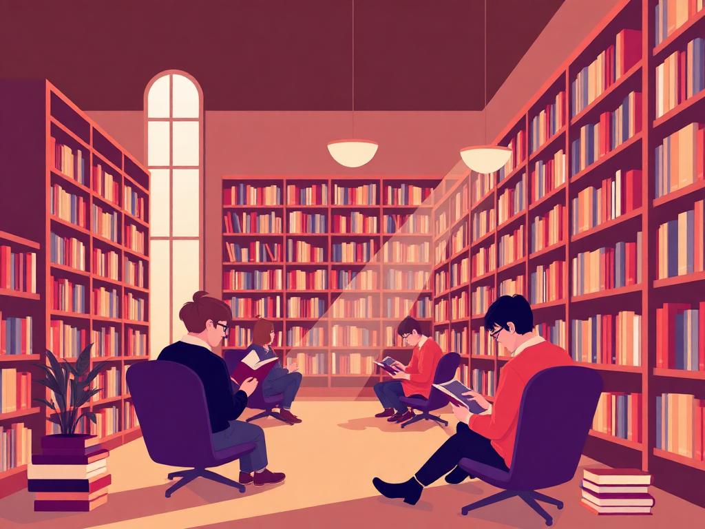 Library Reading Illustration