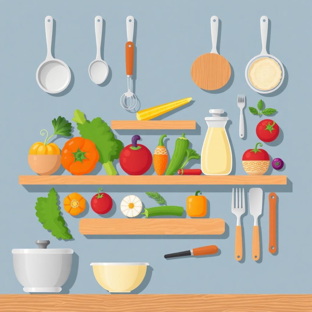 Kitchen Ingredients Flat Lay
